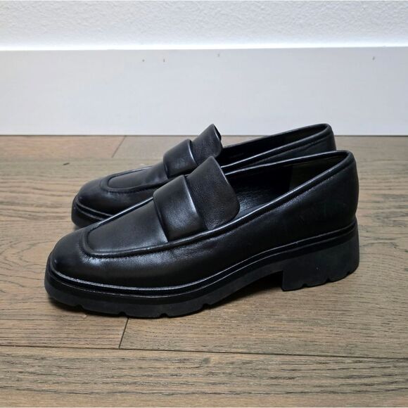 Vince Robin Leather Lug Sole Penny Loafer in Black - Picture 4 of 13